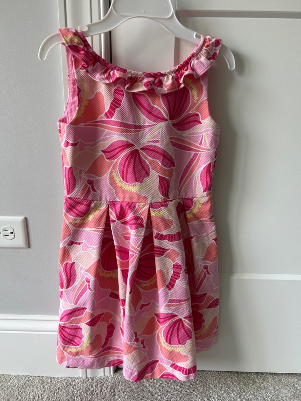 LIKE NEW Janie and Jack Pink Floral Ruffle Neck Dress with Pink Bolero Sweater